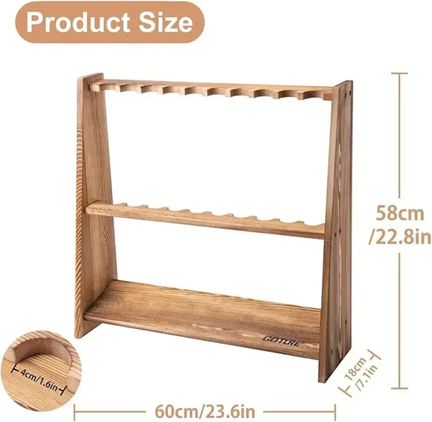 Goture Carbonized Pine Wood Fi - Fishing Rod Rack recension och pris